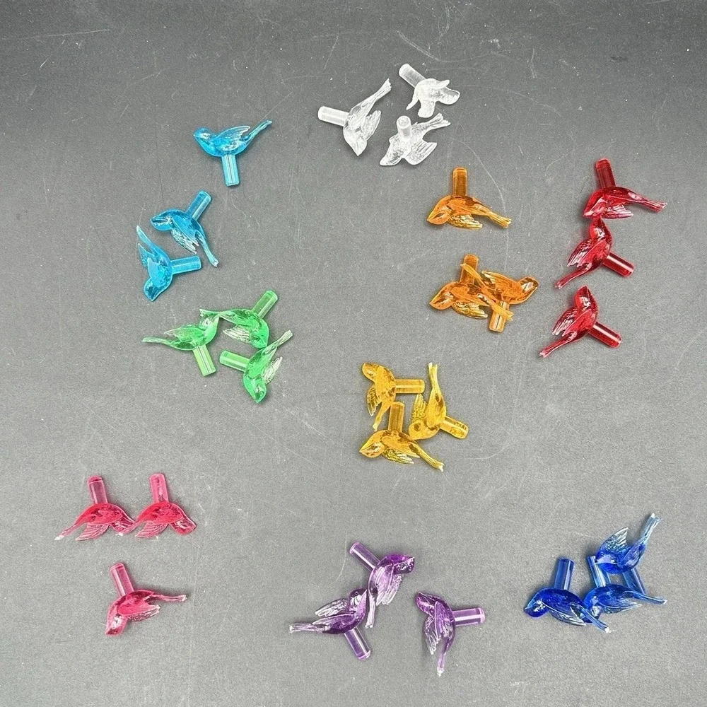 27 Birds‎ Bulbs Pegs Ceramic Christmas Tree Lights 9 Rich Colors 3 Of Each - VTG